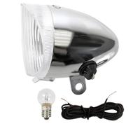 FEU DYNAMO AVANT ROND VELO ACIER CHROME 6V 2.4W LAPE AMPOULE CABLE CYCLE VILLE VINTAGE