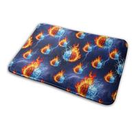 Feu Eau Flamme Tonnerre Ballon De Basket Tapis De Bain Absorbant Paillasson Intérieur Antidérapant Tapis De Douche pour Baignoire Salon Porte 40X60Cm