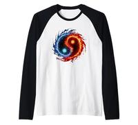 Feu et Eau Symbole Yin Yang Balance Tai Chi Energie Manche Raglan