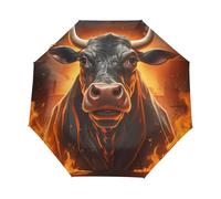Feu Flamme Taureau Vache Parapluie Pliant Enfant Garçons Filles Automatique Protection UV Parapluies Coupe-Vent pour Voyager