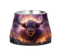 Feu Pourpre Vache en ColèRe Gamelles Antidérapantes pour Chiens,en Acier Inoxydable Empilables pour Chiots