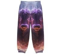 Feu Pourpre Vache en ColèRe Pantalon de Jogging pour Petit Garçon Survêtement Décontracté Vêtements de Sport pour Enfants