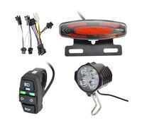 Feu Stop Moto Kit de Feux de freinage et arrière pour vélo électrique pour Batterie 24 V 36 V et 48 V avec klaxon Interrupteur de Phare et Clignotant