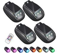 Feu stroboscopique RGB solaire pour toit de voiture avec télécommande, feu de position à détection intelligente, sans fil et sans perçage, 8 couleurs, étanche, pour moto, camion et conduite (4 PCS)