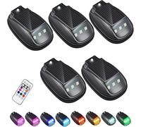 Feu stroboscopique RGB solaire pour toit de voiture avec télécommande, feu de position à détection intelligente, sans fil et sans perçage, 8 couleurs, étanche, pour moto, camion et conduite (5 PCS)