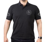 FEUER1 Polo noir, L.A.P.D. SWAT, California, design patchwork, Noir , L