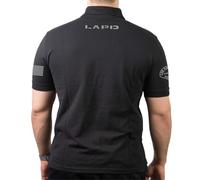 FEUER1 Polo noir, L.A.P.D. SWAT, California, drapeau, Noir , L