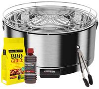 Feuerdesign - Mayon Grill Acier Inoxydable Kit Avec Combustible D Allumage + Charbon De Bois 3 Kg + Grippers Pour Barbecue