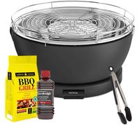 Feuerdesign - Vesuvio Grill Anthracite - Kit Avec Combustible D Allumage + Charbon De Bois 3 Kg + Grippers Pour Barbecue