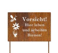 Feuerfest 123 GmbH Plaque patinée avec fiche « Vorsicht Hier Leben Abeilles »