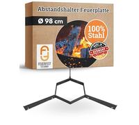 Feuerfest 123 - Support pour plaque de feu en acier Ø 100 cm, barre d'appui pour plaques de gril de 100 cm, maintien sûr sur tonneaux à feu, corbeilles à feu et grils sphériques, Made in Germany