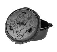 Feuergott Dutch Oven 6 l sans pieds - Casserole en fonte pour pain, rôti, four, cuisinière, induction, cocotte pour cuisine familiale, barbecue, casserole, grandes portions, cuisson, barbecue, cocotte