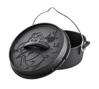 Feuergott Dutch Oven Mini casserole en fonte sans pieds 1,5 l pour pain, camping, four, cuisinière, induction - Cocotte pour petits plats, rations, accompagnements, ménage célibataire, cuisine, rôti