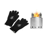 FEUERGOTT - Solo Stove Lite Set réchaud de camping avec gants de barbecue, compact et portable, brasero sans fumée, idéal pour la randonnée, la cuisine en plein air, la terrasse