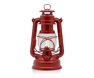 Feuerhand Baby Special 276 Lanterne LED à intensité variable en continu pour salon, balcon ou terrasse avec lumière blanche chaude, fonctionne sur piles et piles Rouge