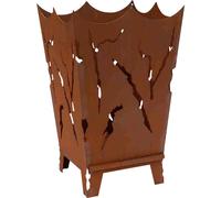 Feuerkorb Mystic mit Schiebeplatte zum Entleeren der Asche Metall mit Edelrost Brasero marron