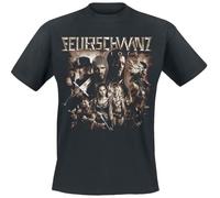 Feuerschwanz Warriors Homme T-Shirt Manches Courtes Noir 100% Coton Regular