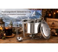 Feuerzangenbowle Set En Acier Inoxydable 5 Pièces Avec Louche Support 3,5 L