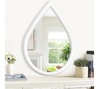 FEUFOAM Miroir Mural Blanc avec Cadre en Bois Rustique - Miroir irrégulier à Suspendre pour Chambre à Coucher, Salle de Bain - Décoration Murale - 50 x 40 cm