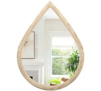 FEUFOAM Miroir Mural irrégulier avec Cadre - Miroir Mural Rustique en Forme de Goutte d'eau - en Bois Naturel - pour Chambre à Coucher, Salon, Salle de Bain - 50 x 40 cm