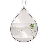 FEUFOAM Miroir mural ovale à suspendre en laiton avec cadre en métal pour salle de bain, miroir décoratif en forme de goutte d'eau pour salon, salle de bain, couloir