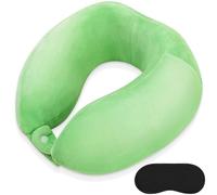 FEUFOAM Oreiller de cou pour voyage en mousse à mémoire de forme - Léger et respirant - Soutien de la tête et du menton - Parfait pour le camping, le train, la voiture, le bureau - Vert
