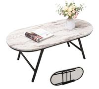 FEUFOAM Petite table basse pliante en bois avec pieds en métal, table centrale ovale portable, mobilier de ferme rustique pour salon, petits espaces, appartement