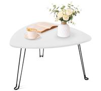 FEUFOAM Table basse pliable en bois blanc pour petits espaces, table basse en forme de goutte avec pieds en acier, meuble d'appoint moderne pour salon, maison et bureau