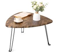 FEUFOAM Table basse pliante triangulaire ovale en bois du milieu du siècle avec pieds en métal, table centrale de canapé industrielle pliable pour salon, gain de place