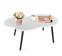 FEUFOAM table moderne en forme de nuage blanc - centrale irrégulière pour salon - bas unique en grain de bois - pour petit espace de bureau