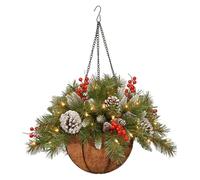 Feuillage Artificiel de Noël Panier Suspendu Lumineux à Baies artificielles | décorative pour Noël pour locataires décorateurs maison appartement café restaurant bureau pelouse cour patio