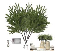 Feuillage de Noël lumineux : branches artificielles, 5 pièces, décoration en pin durable, accent hivernal pour la maison, rendu naturel avec éclairage doux intégré | décoration de temp