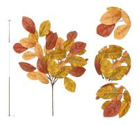 Feuillage d'eucalyptus artificiel réaliste pour tige 48 cm (café d'automne) | Design réaliste en magnolia, matériau en soie, 48 cm de long, aspect élégant, pas de flétrissement ou de décoloration