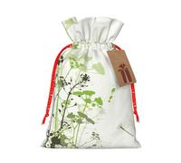 Feuillage et herbes avec libellules ailées de chanvre sac cadeau, sacs de Noël sac d'emballage de vacances pour fête de Noël