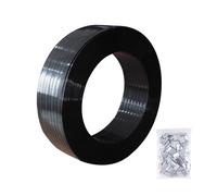 Feuillard Rouleau de Ruban de Cerclage avec 70 Boucles Métalliques Feuillard de Cerclage Palette PET Sangles d'emballage Manuel 1200m x 16mm x 0.8mm - Résistance à la Déchirure 530 kg(Color:noir)