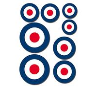 Feuille A5 d'autocollants en vinyle brillant - RAF Roundel The Who Mod Target Vespa #0199 (autocollant)