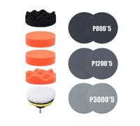 Feuille abrasive abrasive ronde de 3 pouces,tampons de polissage,kit d'adaptateur de perceuse,disque de papier abrasif,grain 800,1200,2000,3000 - Type [Set 1]-3 inch 75mm