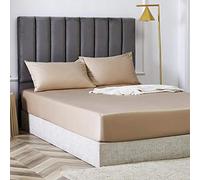 Feuille ajustée lit lit Extra Profonde, Feuille de lit Coton en Soie en Satin Couvre lit de lit Non Glissant Protecteur de Matelas pour Double King-Gold_150cm * 200cm * 40cm
