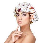 Feuille botanique d'automne,Bonnet de nuit en satin pour adulte - Bonnet de nuit élastique pour femme, couvre-cheveux de nuit