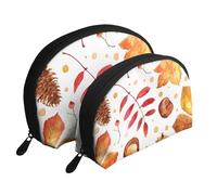 Feuille botanique d'automne, Trousse de Maquillage Coquille Femme Petit Porte-Monnaie Trousse de Toilette Trousse à cosmétiques 2 pièces