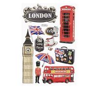 Feuille d’autocollants 3D motif Angleterre/Londres 18,5 x 12,5 cm