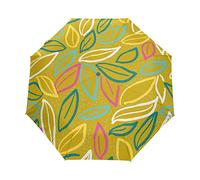 Feuille d'arbre Feuilles d'herbe Parapluie Pliant Ouverture et Fermeture Automatique Protection UV Parapluies Pliant Coupe-Vent Ultra-léger pour Voyager Plage Femmes Enfants Fille