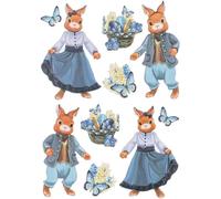 Feuille D'autocollants - 3d - En Relief - Gaufrage De Qualité Supérieure Avec Effet 3d - Feuille Din A4 Avec Différents Motifs (Paires De Lapins 04)