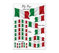 Feuille d'autocollants A4 drapeaux italiens en vinyle - Drapeau italien agitant le drapeau national pays voyage vacances décalcomanie scrapbooking esthétique #81777