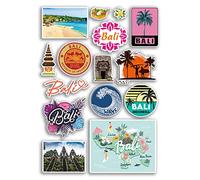 Feuille d'autocollants A4 en vinyle de Bali - Monuments de l'Indonésie - Carte de plage - Valise de vacances, bagages, scrapbooking, culture, voyage #78871