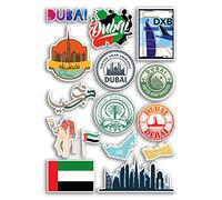 Feuille d'autocollants A4 en vinyle de Dubaï - Monuments des Émirats arabes unis et des Émirats arabes unis - Carte de vacances - Valise de bagages, scrapbooking, culture, voyage #78872