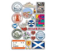 Feuille d'autocollants A4 en vinyle d'Édimbourg - Monuments écossais de la ville et de la plage, carte des vacances, valises, bagages, scrapbooking, culture, voyage #78875