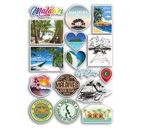 Feuille d'autocollants A4 en vinyle des Maldives - Monuments de la ville et de la plage, carte des vacances, valise, bagages, scrapbooking, culture, voyage #78873
