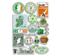 Feuille d'autocollants A4 en vinyle Irlande - Monuments de Dublin irlandais, ville, plage, drapeau, carte, vacances, valise, scrapbooking, culture, voyage #78886