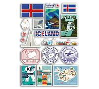 Feuille d'autocollants A4 en vinyle Islande - Monuments islandais de la ville et de la plage, carte des vacances, valise, bagages, scrapbooking, culture, voyage #78885
